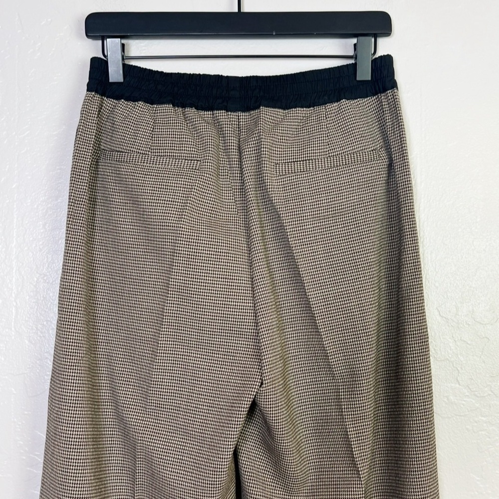 THAKOON Women’s Size 4 Brown Houndstooth Print Smocked Waist Wide Leg Trouser - Picture 7 of 12